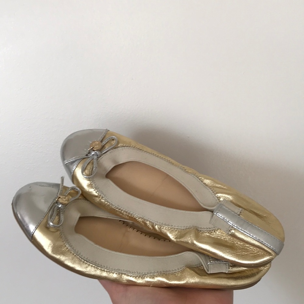 Gold and silver C wonder ballet flats